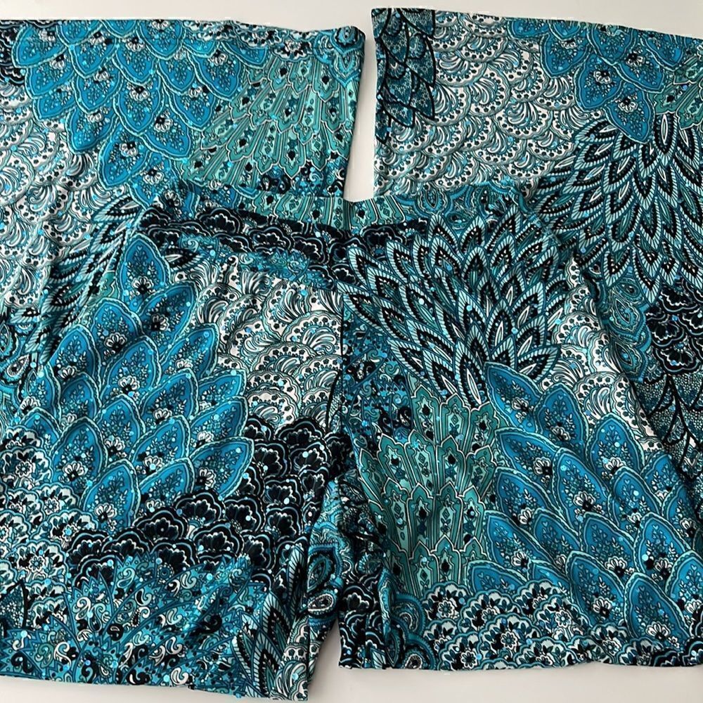 Dream Dance peacock flare pants.  Size small.  Sequin bling dotted throughout.